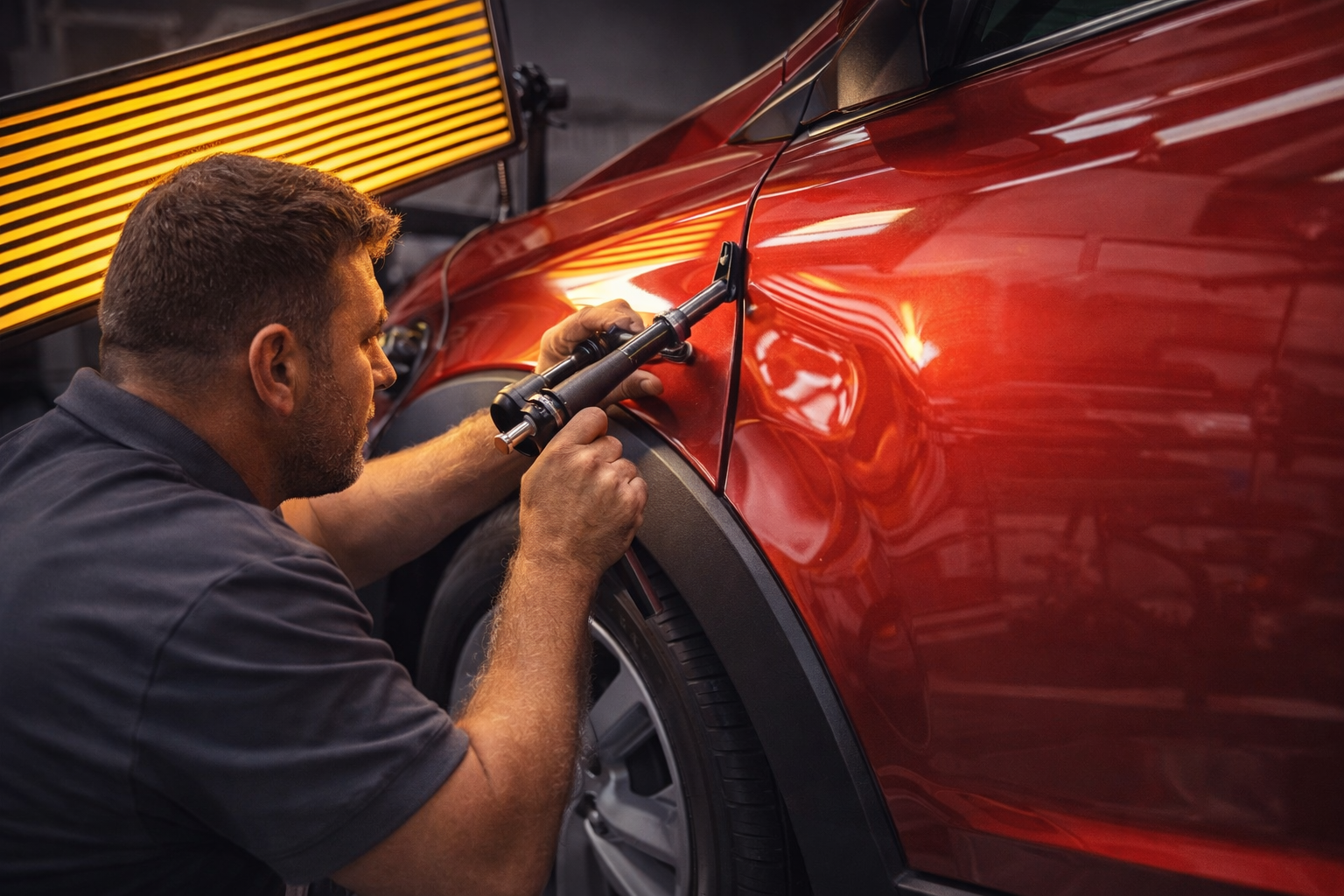 FullGarage boyasız göçük düzeltme eğitimi gerçek araç üzerinde uygulamalı eğitim